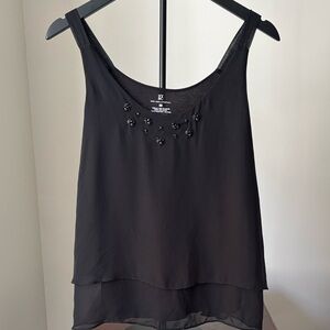 New York & Company Black Embellished Tank Top
